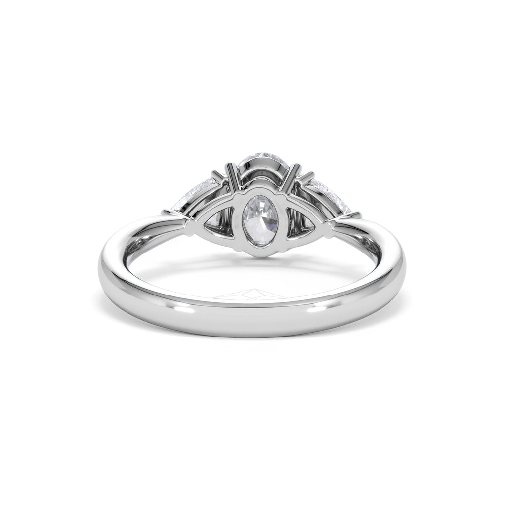 Dalia Lab Diamond Oval with Trillions 1.70ct Ring in 18K White Gold F/VS1