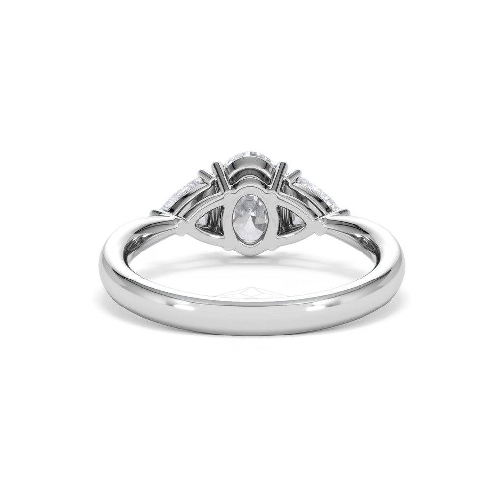 Dalia Lab Diamond Oval with Trillions 1.70ct Ring in 18K White Gold F/VS1