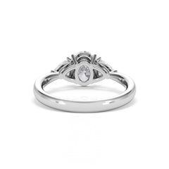 Dalia Lab Diamond Oval with Trillions 1.70ct Ring in 18K White Gold F/VS1