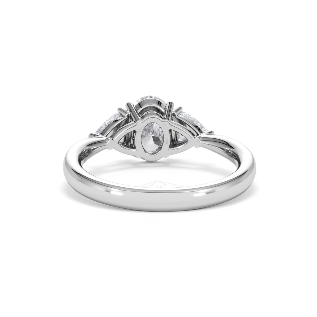 Dalia Lab Diamond Oval with Trillions 1.70ct Ring in 18K White Gold F/VS1