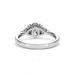 Dalia Lab Diamond Oval with Trillions 1.70ct Ring in 18K White Gold F/VS1