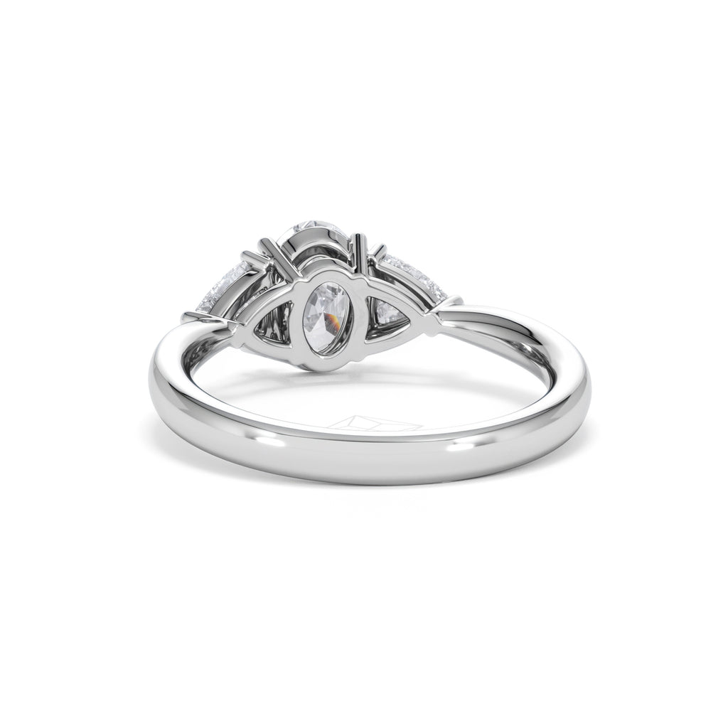 Dalia Lab Diamond Oval with Trillions 1.70ct Ring in 18K White Gold F/VS1