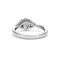Dalia Lab Diamond Oval with Trillions 1.70ct Ring in 18K White Gold F/VS1