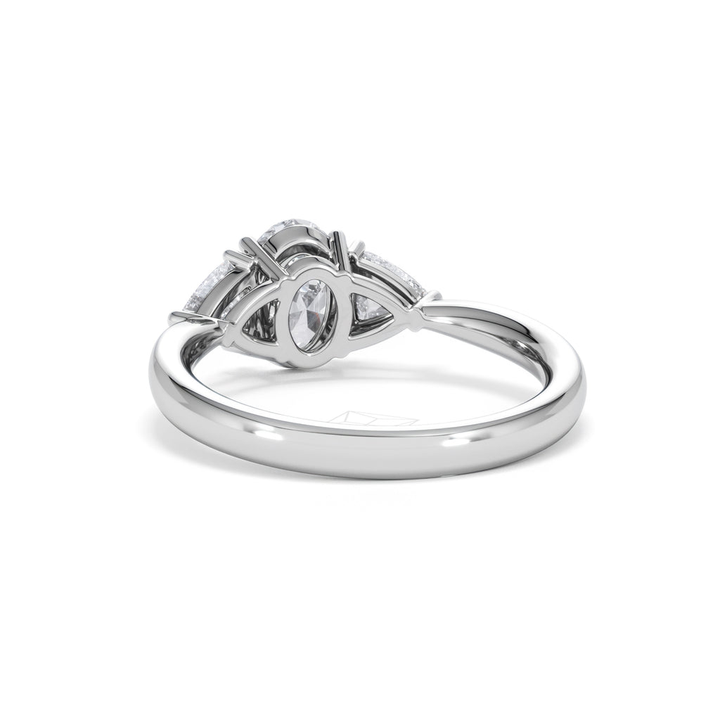 Dalia Lab Diamond Oval with Trillions 1.70ct Ring in 18K White Gold F/VS1