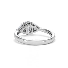 Dalia Lab Diamond Oval with Trillions 1.70ct Ring in 18K White Gold F/VS1