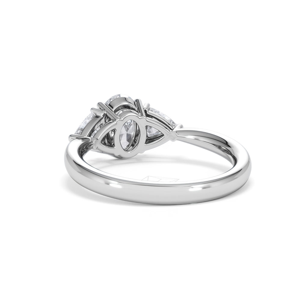 Dalia Lab Diamond Oval with Trillions 1.70ct Ring in 18K White Gold F/VS1