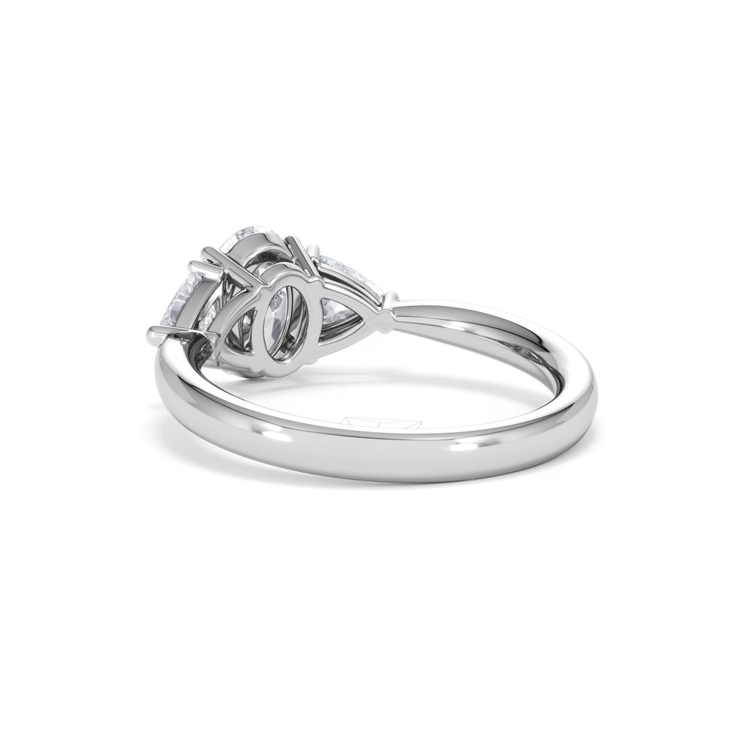 Dalia Lab Diamond Oval with Trillions 1.70ct Ring in 18K White Gold F/VS1