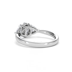 Dalia Lab Diamond Oval with Trillions 1.70ct Ring in 18K White Gold F/VS1