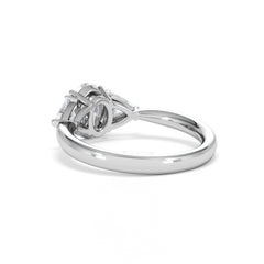 Dalia Lab Diamond Oval with Trillions 1.70ct Ring in 18K White Gold F/VS1