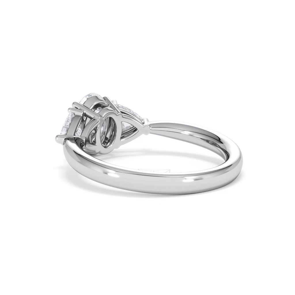 Dalia Lab Diamond Oval with Trillions 1.70ct Ring in 18K White Gold F/VS1