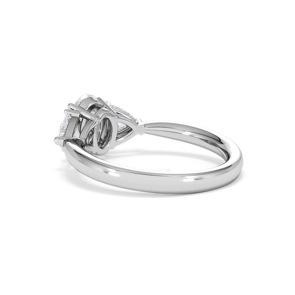 Dalia Lab Diamond Oval with Trillions 1.70ct Ring in 18K White Gold F/VS1
