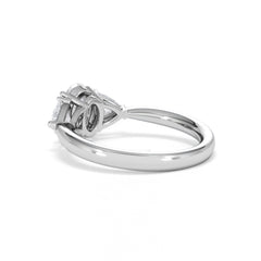 Dalia Lab Diamond Oval with Trillions 1.70ct Ring in 18K White Gold F/VS1