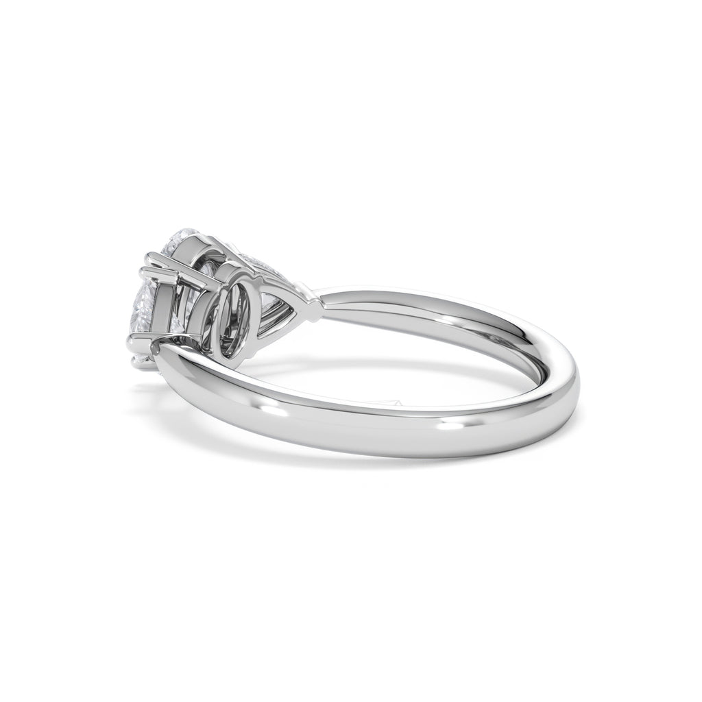 Dalia Lab Diamond Oval with Trillions 1.70ct Ring in 18K White Gold F/VS1