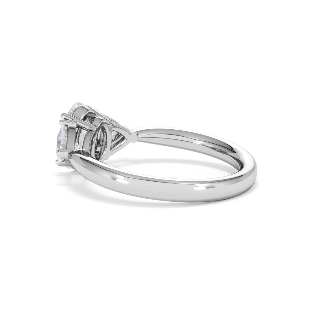 Dalia Lab Diamond Oval with Trillions 1.70ct Ring in 18K White Gold F/VS1