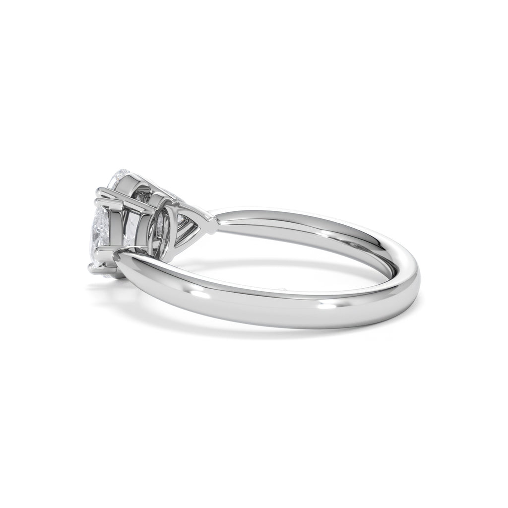 Dalia Lab Diamond Oval with Trillions 1.70ct Ring in 18K White Gold F/VS1