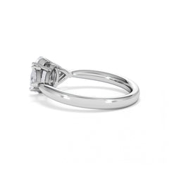 Dalia Lab Diamond Oval with Trillions 1.70ct Ring in 18K White Gold F/VS1