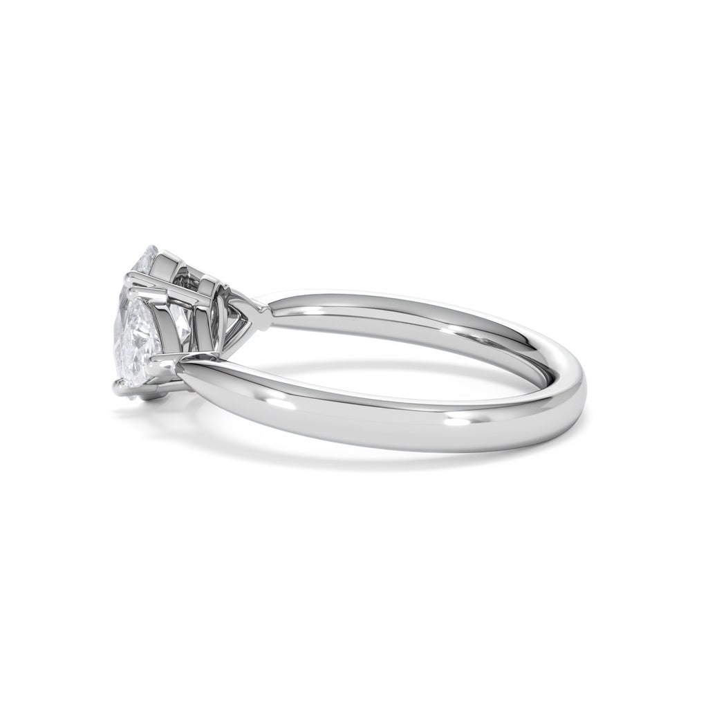 Dalia Lab Diamond Oval with Trillions 1.70ct Ring in 18K White Gold F/VS1