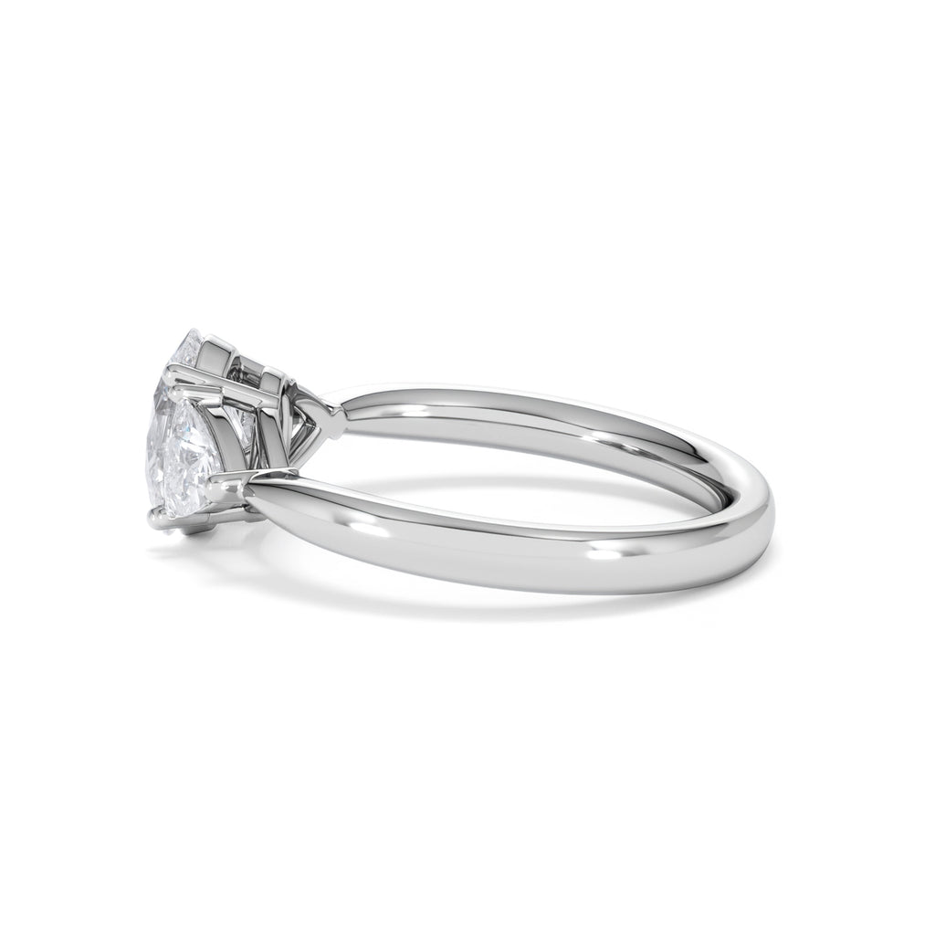 Dalia Lab Diamond Oval with Trillions 1.70ct Ring in 18K White Gold F/VS1