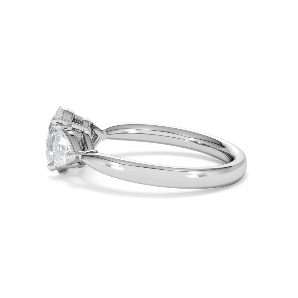 Dalia Lab Diamond Oval with Trillions 1.70ct Ring in 18K White Gold F/VS1
