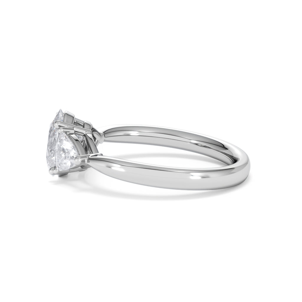 Dalia Lab Diamond Oval with Trillions 1.70ct Ring in 18K White Gold F/VS1