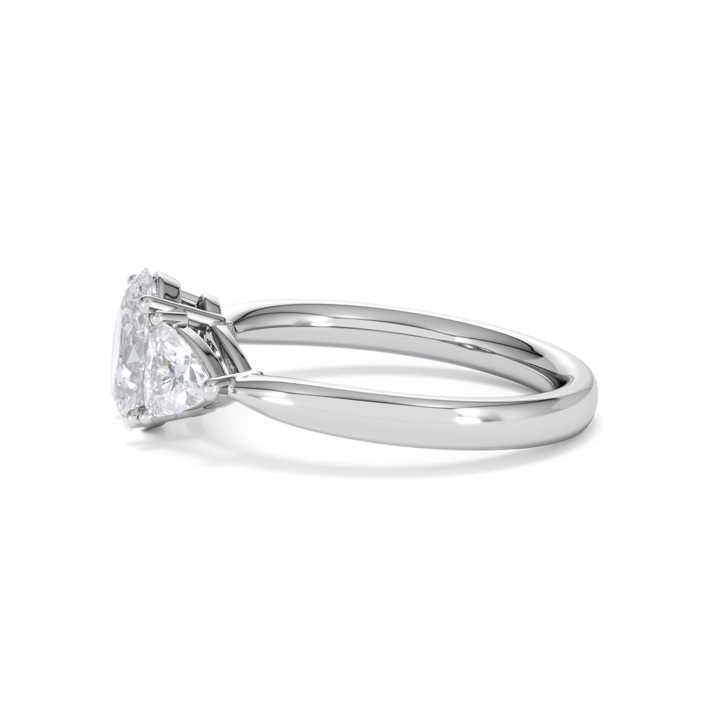 Dalia Lab Diamond Oval with Trillions 1.70ct Ring in 18K White Gold F/VS1