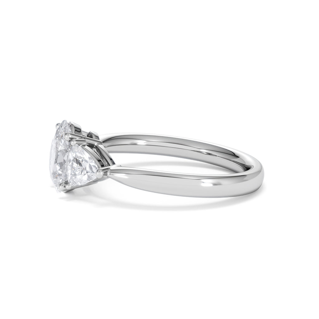 Dalia Lab Diamond Oval with Trillions 1.70ct Ring in 18K White Gold F/VS1
