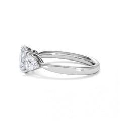 Dalia Lab Diamond Oval with Trillions 1.70ct Ring in 18K White Gold F/VS1