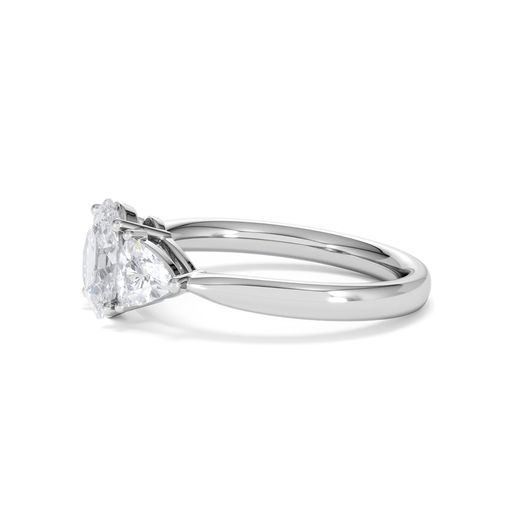 Dalia Lab Diamond Oval with Trillions 1.70ct Ring in 18K White Gold F/VS1