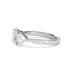 Dalia Lab Diamond Oval with Trillions 1.70ct Ring in 18K White Gold F/VS1