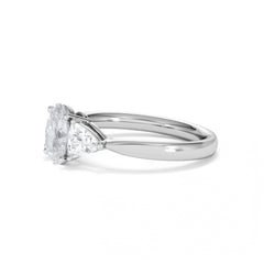 Dalia Lab Diamond Oval with Trillions 1.70ct Ring in 18K White Gold F/VS1