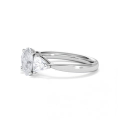 Dalia Lab Diamond Oval with Trillions 1.70ct Ring in 18K White Gold F/VS1
