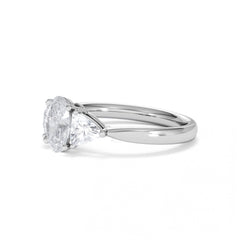 Dalia Lab Diamond Oval with Trillions 1.70ct Ring in 18K White Gold F/VS1