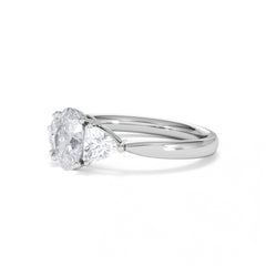 Dalia Lab Diamond Oval with Trillions 1.70ct Ring in 18K White Gold F/VS1