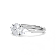 Dalia Lab Diamond Oval with Trillions 1.70ct Ring in 18K White Gold F/VS1