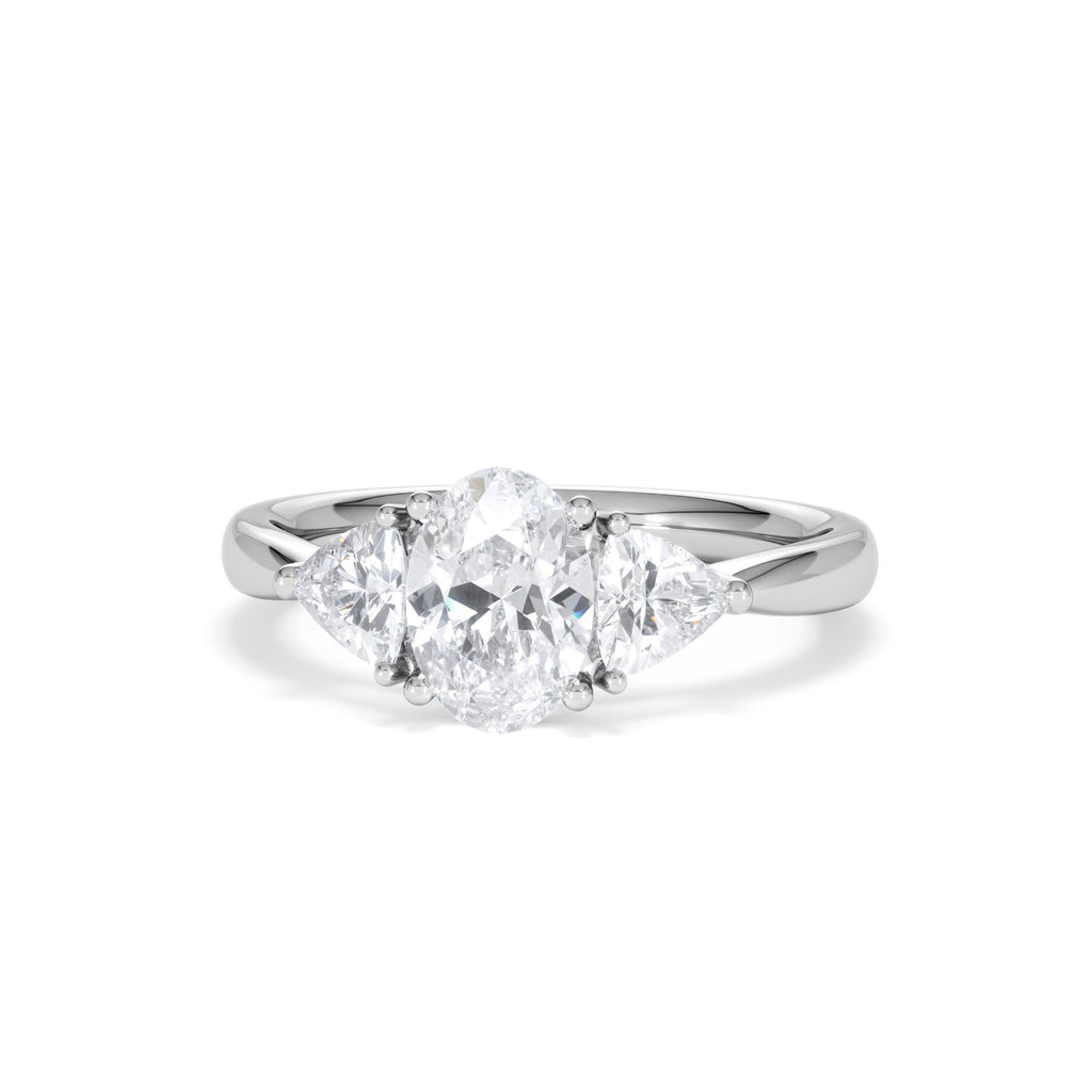 Dalia Lab Diamond Oval with Trillions 1.70ct Ring in Platinum F/VS1