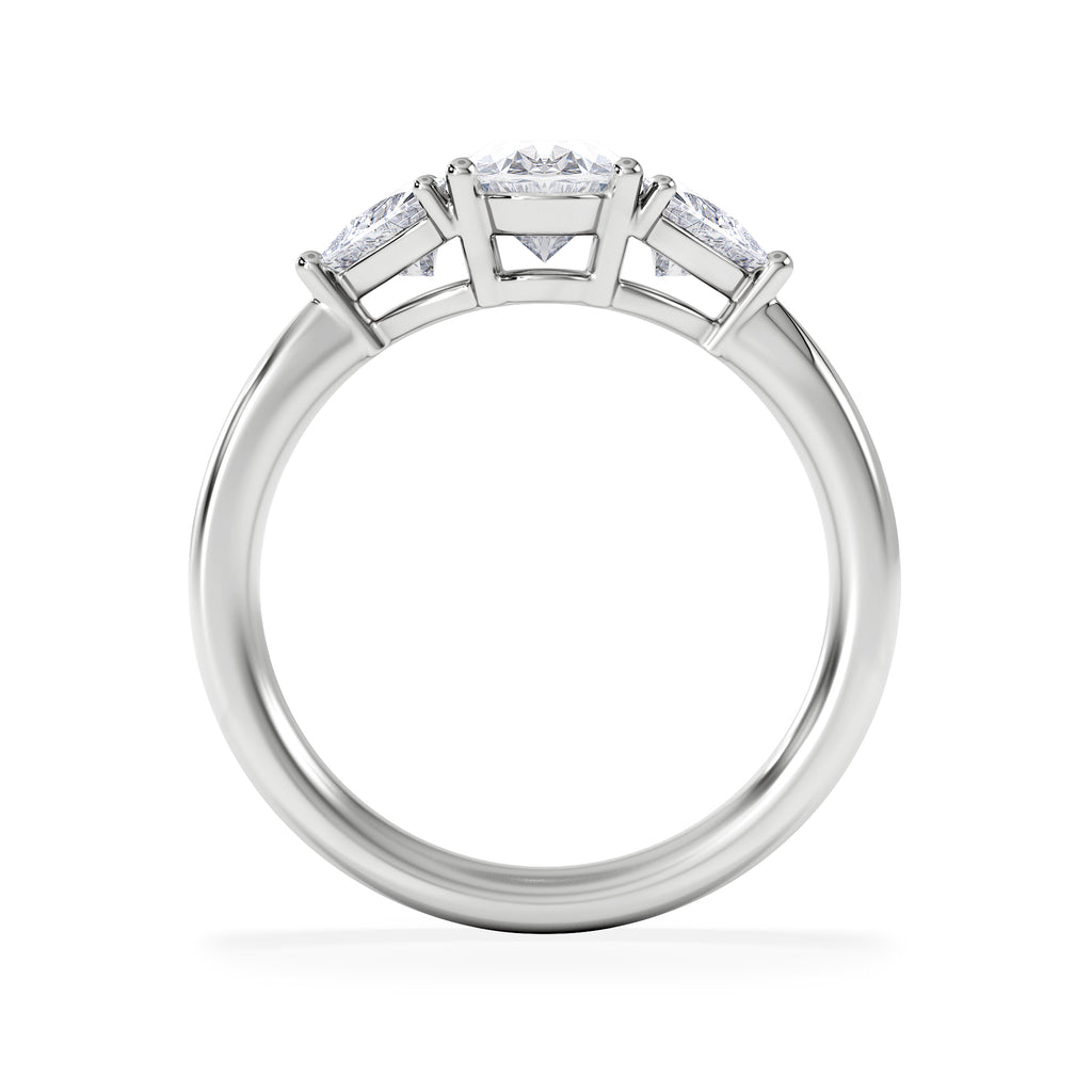 Dalia Lab Diamond Oval with Trillions 1.70ct Ring in Platinum F/VS1