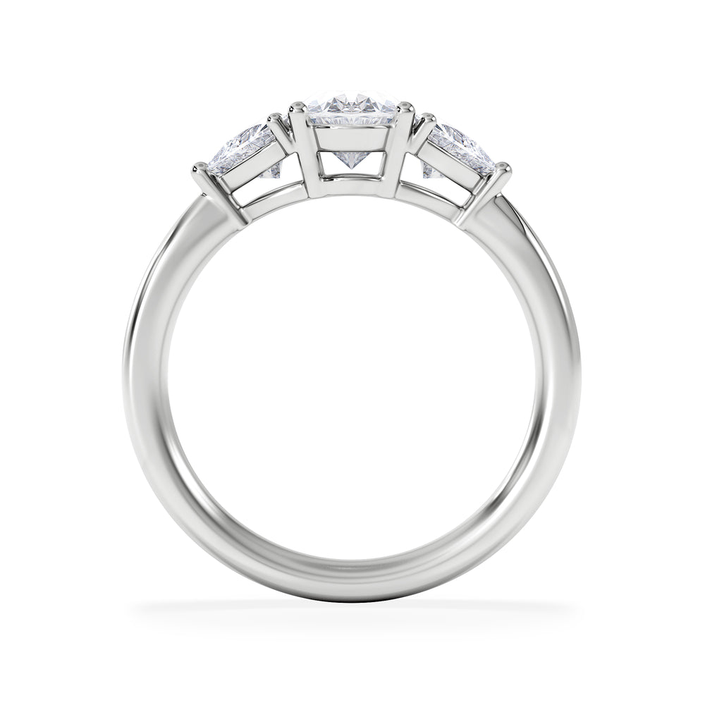 Dalia Lab Diamond Oval with Trillions 1.70ct Ring in 18K White Gold F/VS1