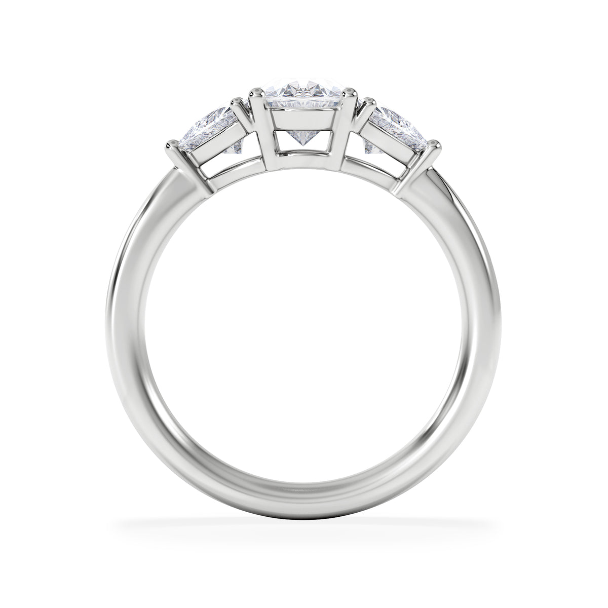 Dalia Lab Diamond Oval with Trillions 1.70ct Ring in 18K White Gold F/VS1