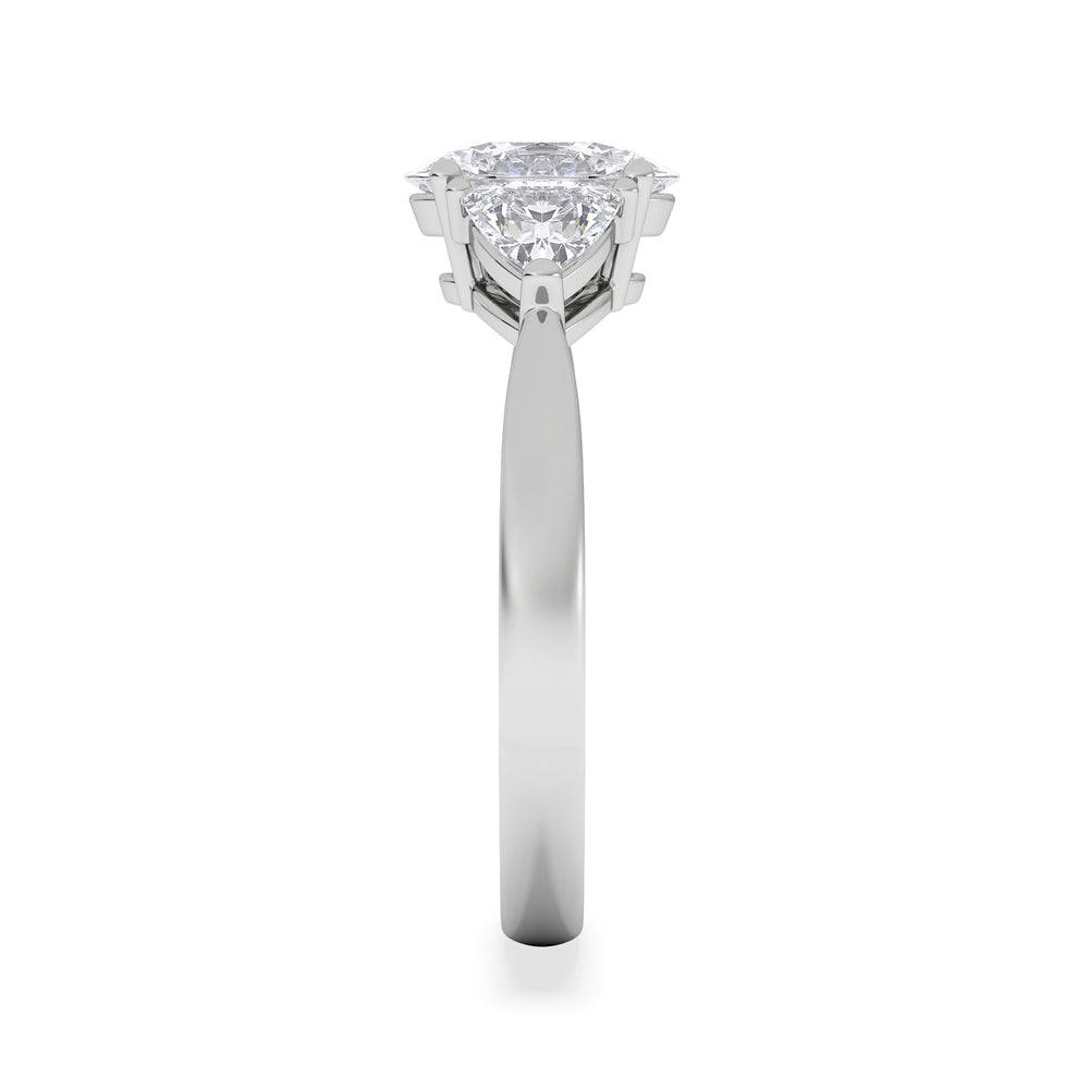 Dalia Lab Diamond Oval with Trillions 1.70ct Ring in 18K White Gold F/VS1