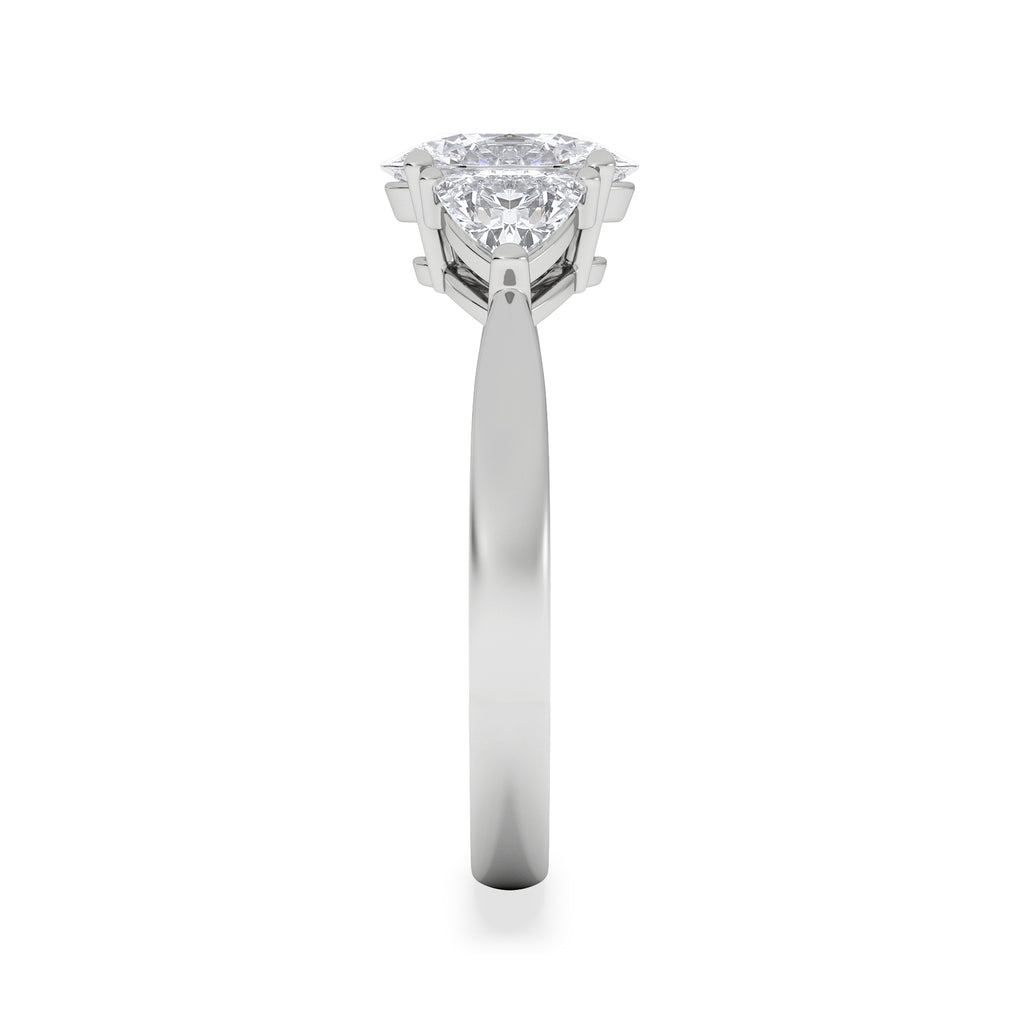 Dalia Lab Diamond Oval with Trillions 1.70ct Ring in 18K White Gold F/VS1