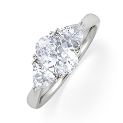 Dalia Lab Diamond Oval with Trillions 1.70ct Ring in 18K White Gold F/VS1