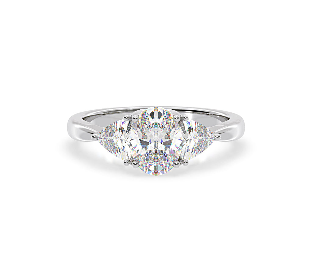 Dalia Lab Diamond Oval with Trillions 1.70ct Ring in Platinum F/VS1