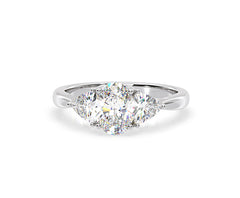 Dalia Lab Diamond Oval with Trillions 1.70ct Ring in 18K White Gold F/VS1