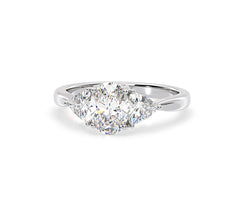 Dalia Lab Diamond Oval with Trillions 1.70ct Ring in 18K White Gold F/VS1