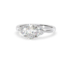 Dalia Lab Diamond Oval with Trillions 1.70ct Ring in 18K White Gold F/VS1