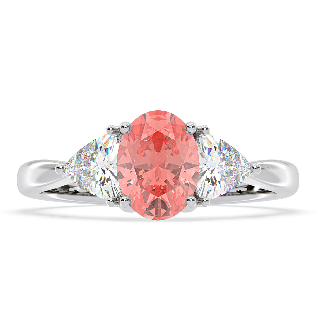Dalia Pink Lab Diamond Oval with Trillions 1.70ct Ring in 18K White Gold - Elara Collection