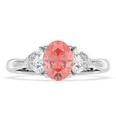Dalia Pink Lab Diamond Oval with Trillions 1.70ct Ring in Platinum - Elara Collection
