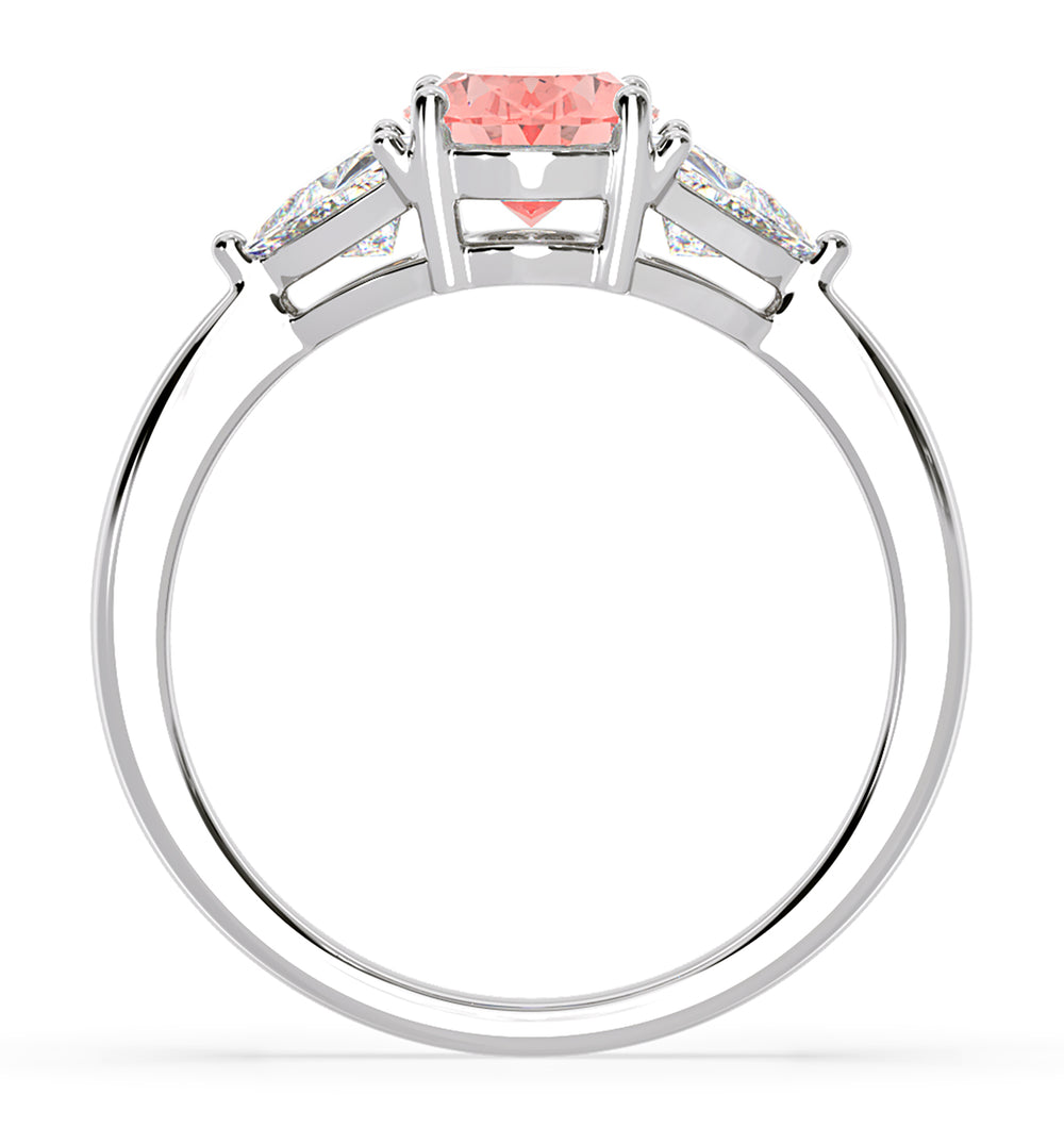 Dalia Pink Lab Diamond Oval with Trillions 1.70ct Ring in 18K White Gold - Elara Collection