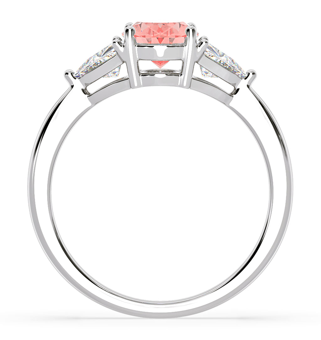 Dalia Pink Lab Diamond Oval with Trillions 1.70ct Ring in 18K White Gold - Elara Collection