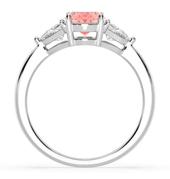 Dalia Pink Lab Diamond Oval with Trillions 1.70ct Ring in 18K White Gold - Elara Collection